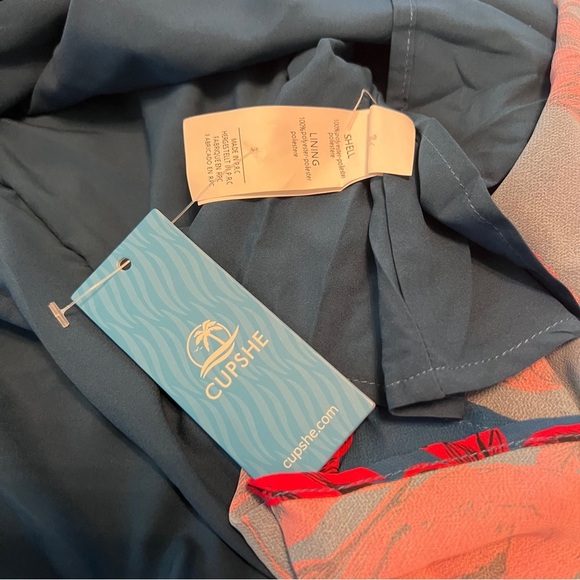 Cupshe Blue & Red Floral Blouson‎ Sleeve Mini Wrap Dress - Size Small NWT - Picture 4 of 5